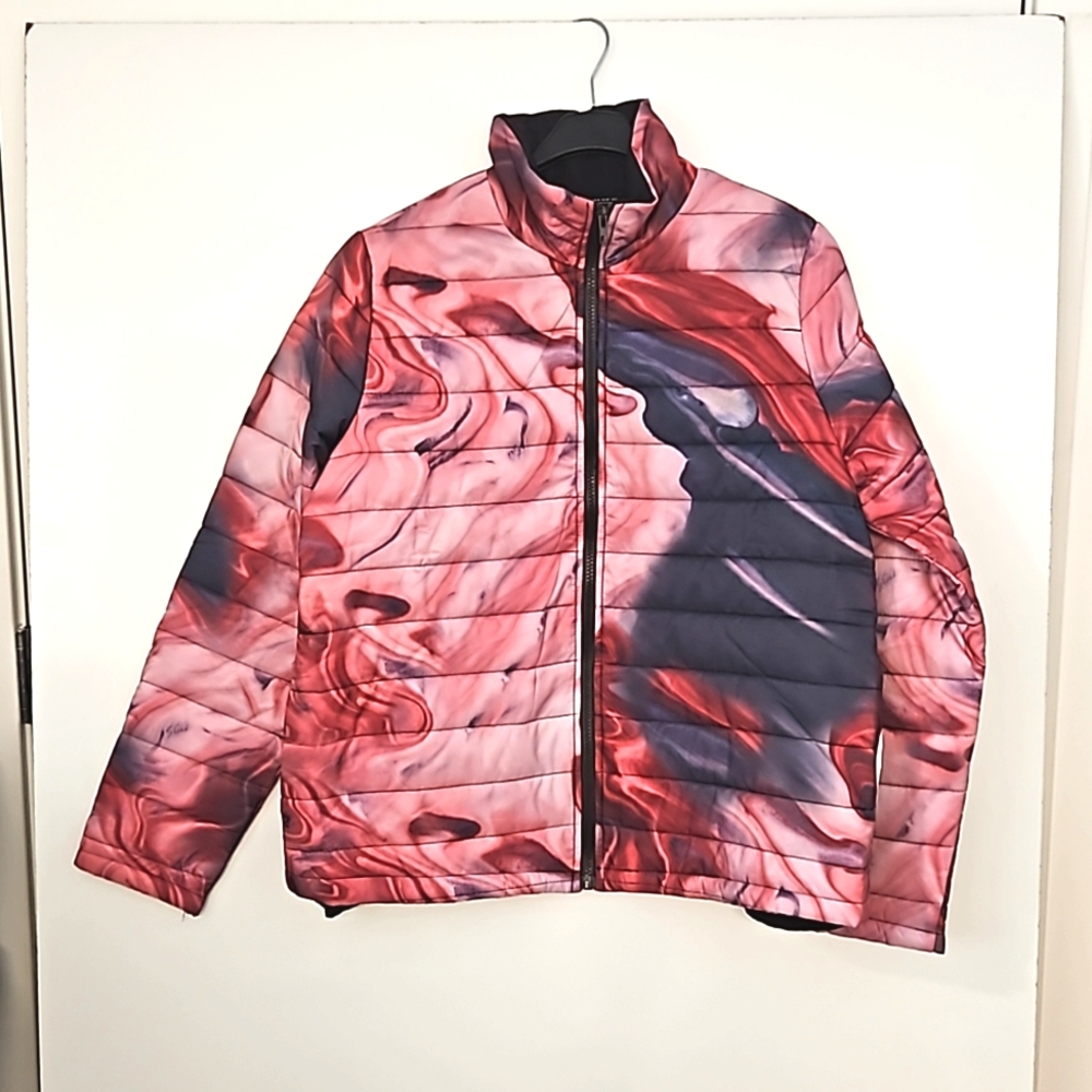 C.O.Z.Y pink purple swirly tie-dye puffer jacket Medium - Picture 7 of 7